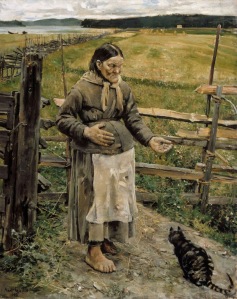 Akseli Gallen-Kallela - vieja y gato (1885)